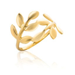 Zeige Details für Ring "Double-Leaf", 925 Silber vergoldet Bild von Ring "Double-Leaf", 925 Silber vergoldet