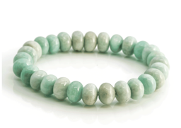 Vedere dettagli per Bracciale in rondelle di amazzonite da 10 mm Immagine di Bracciale in rondelle di amazzonite da 10 mm