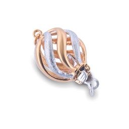 Vedere dettagli per Chiusura a perlina tonda 14 mm, argento rodiato e placcato oro Immagine di Chiusura a perlina tonda 14 mm, argento rodiato e placcato oro