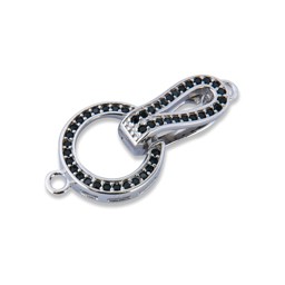 Vedere dettagli per Chiusura a scatto con CZ nero, anello 12 mm e anello, argento rodiato Immagine di Chiusura a scatto con CZ nero, anello 12 mm e anello, argento rodiato