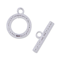 Vedere dettagli per Chiusura Toggle rotonda decorata 15 mm, argento 925 Immagine di Chiusura Toggle rotonda decorata 15 mm, argento 925