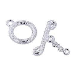 Vedere dettagli per Chiusura ad alamaro rotonda 16 mm, decorata, argento 925 Immagine di Chiusura ad alamaro rotonda 16 mm, decorata, argento 925