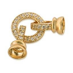 Vedere dettagli per Anello di chiusura in pavé 14 mm con 2x campana, argento placcato oro Immagine di Anello di chiusura in pavé 14 mm con 2x campana, argento placcato oro