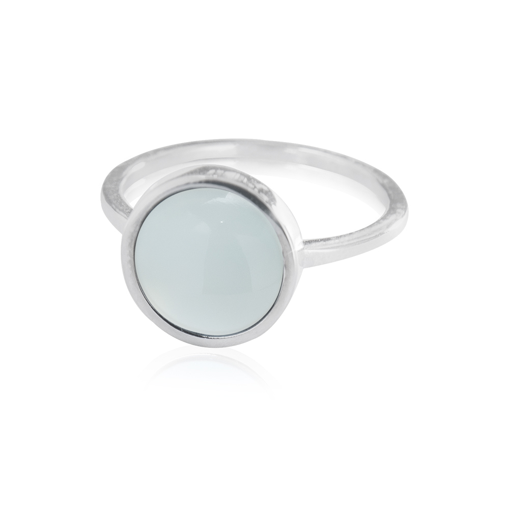 Bild von Aqua Chalcedon Cab. 11m, 12mm Ring, Silber. Grössen 52,54 & 56