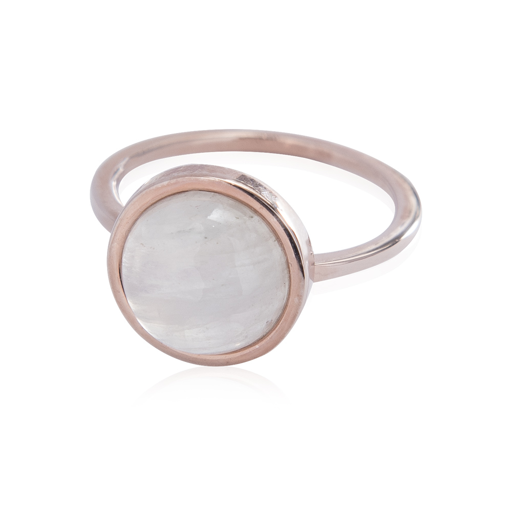 Image de Mondstein Cab. 12mm Ring, 1 micron Roségold (weiss)