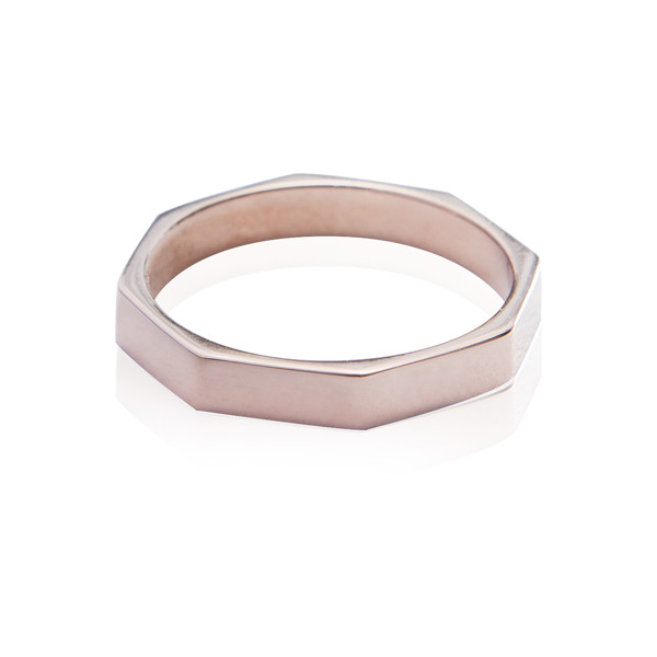 Image de Silber "Octagon 3mm" Ring, 1 micron, Silber rosévergoldet