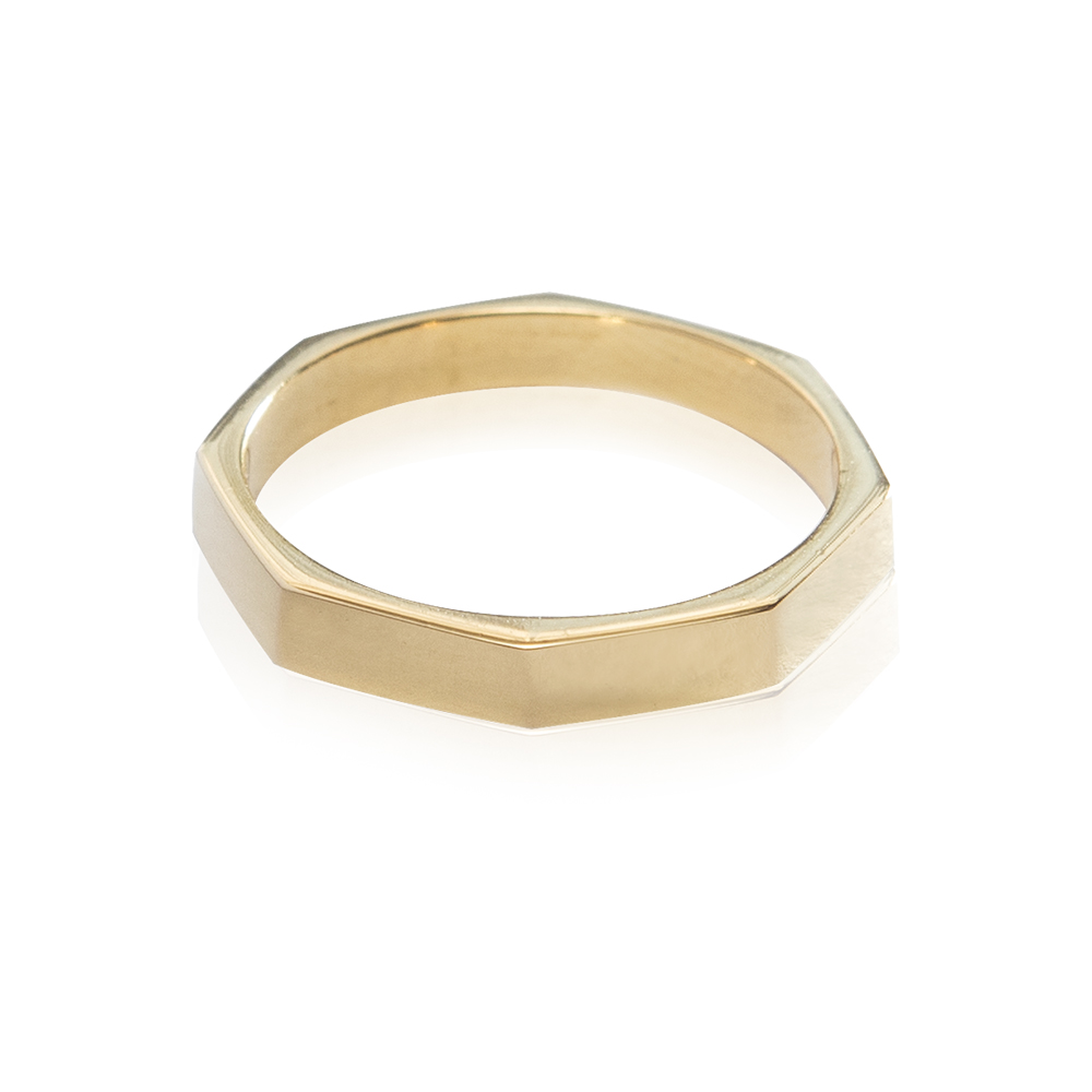 Bild von "Octagon 3mm" Ring, 1 micron, Silber vergoldet
