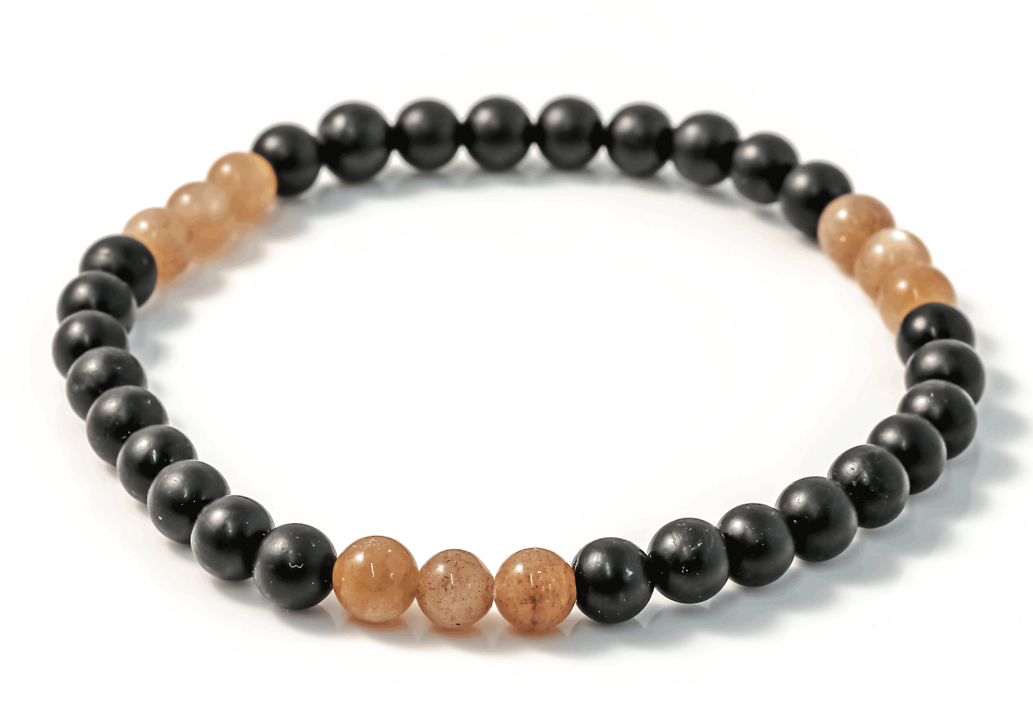 Bild von Turmalin (Schörl) Kugeln  6mm Armband 21cm (3x3 Mondstein Peach)