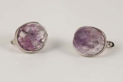 Image de Amethyst Ohrstecker fac. Cabochon 17x15mm Silber 925, rhodiniert