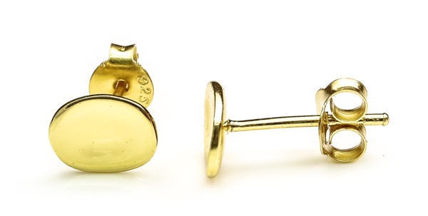 Image de Oval 8x6mm gewölbt Ohrstecker, Silber vergoldet