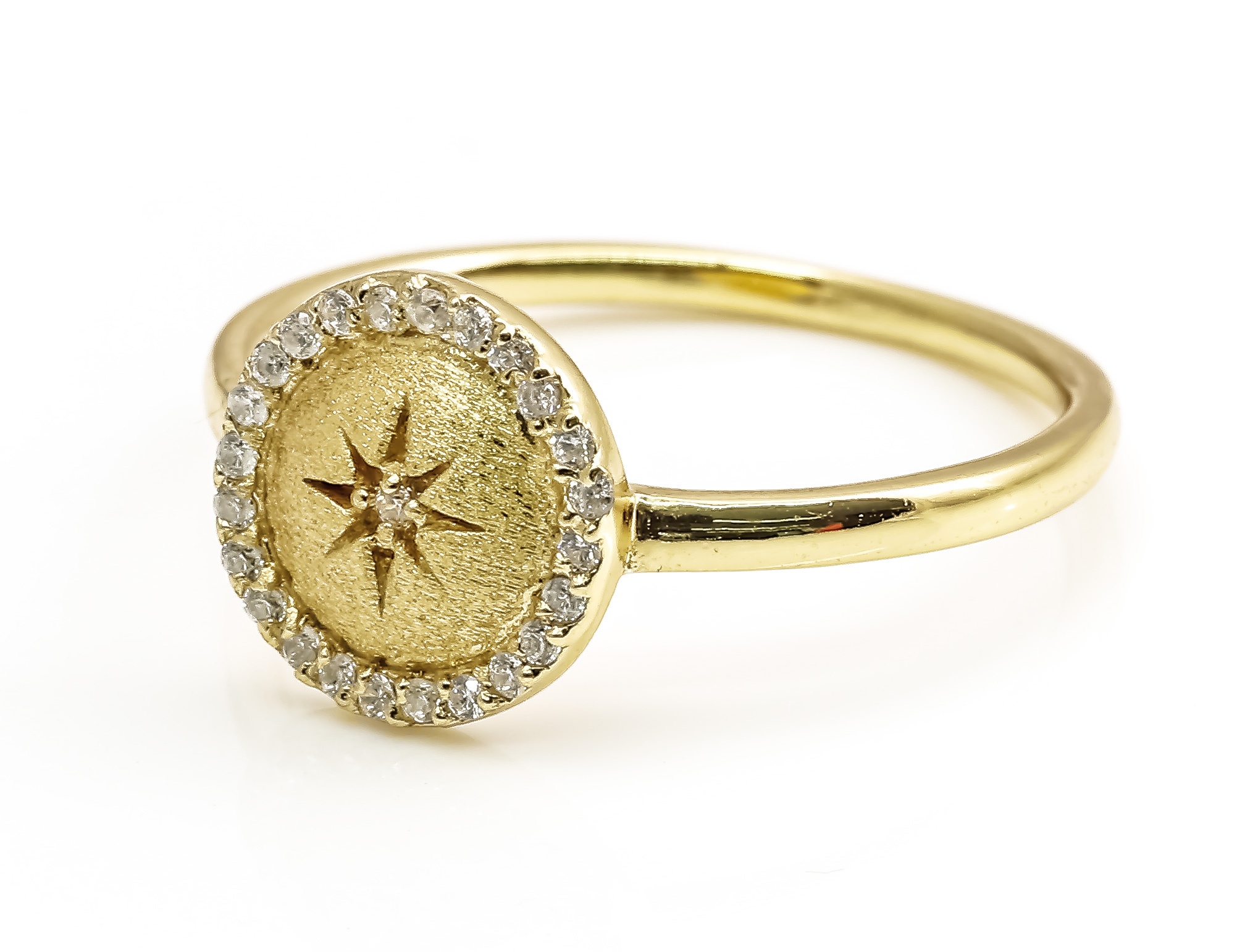 Immagine di Zirkonia Star 10mm mit CZ Ring, Silber vergoldet