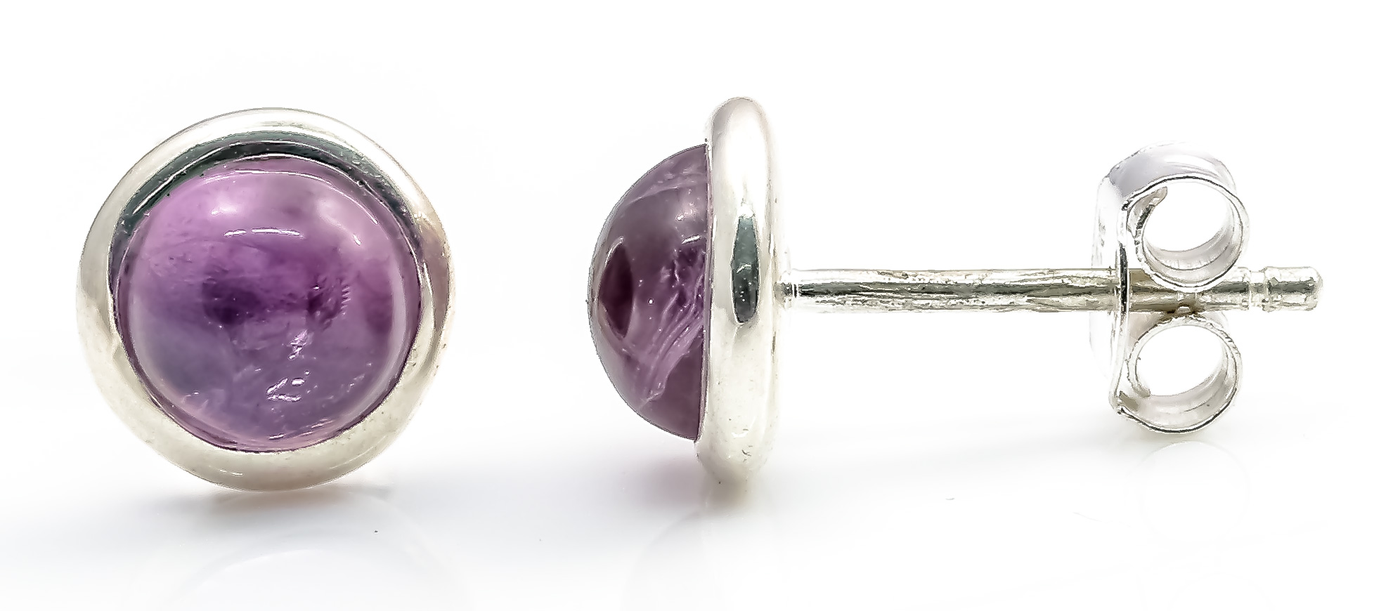 Image de Amethyst Cab. 8mm gefasst Ohrstecker, Silber 925