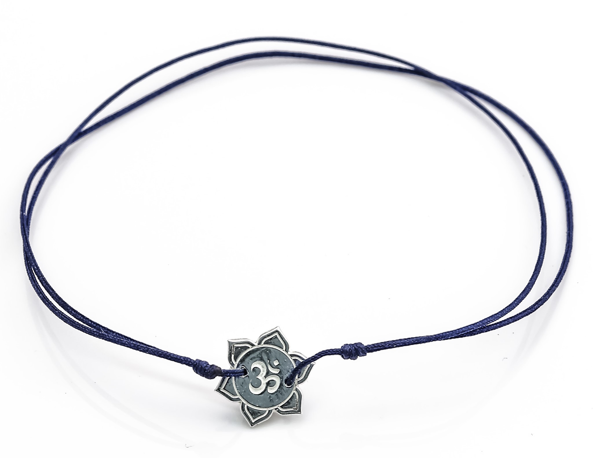 Bild von Silber Om-Flower 10mm Armband mit Cord, Silber 925