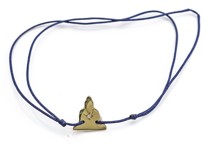 Image de Silber Zirkonia Buddha 10mm Armband mit Cord, Silber vergoldet