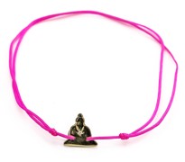 Image de Silber Zirkonia Buddha 10mm Armband mit Cord, Silber vergoldet