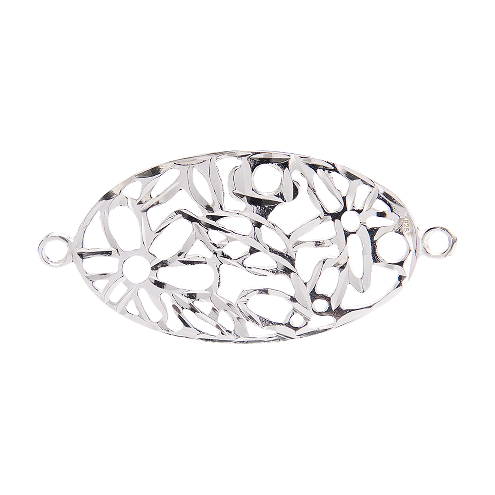 Image de Flower Oval 14x30mm Z'teil mit 2 Ringe, Silber 925