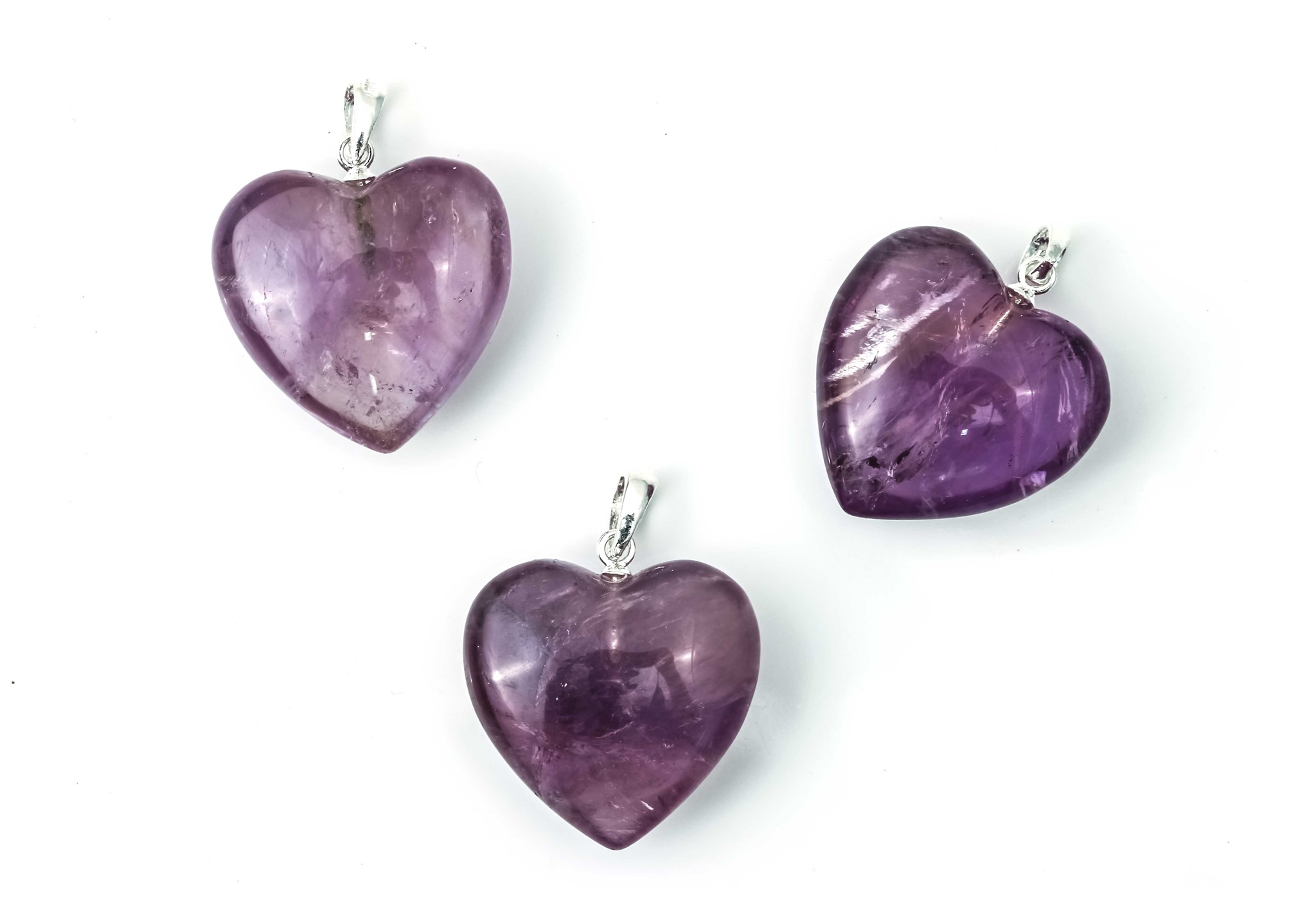 Bild von Amethyst "Love Hearts" 20mm Anhänger mit Silberöse 