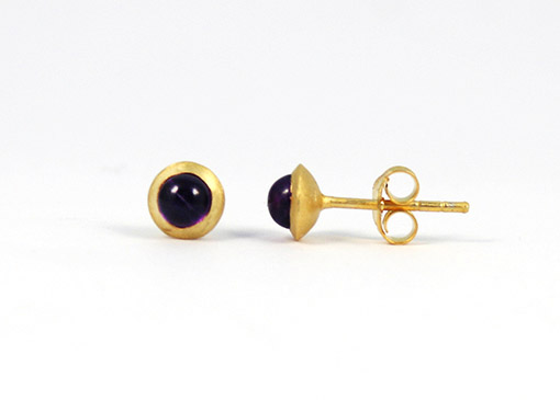 Bild von Amethyst Ohrstecker Cab. 4mm, Silber vgo satiniert