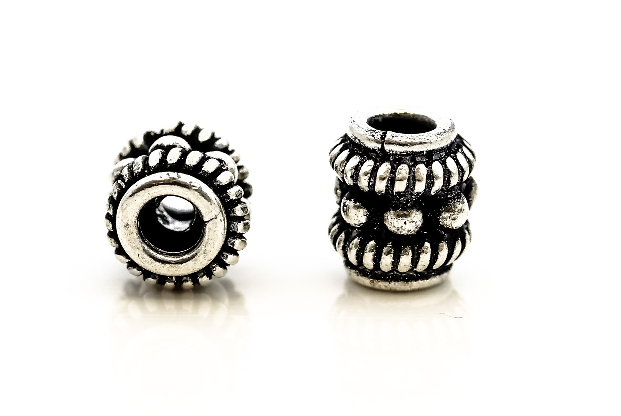 Bild von Walze verziert 7x6mm, Silber 925 geschwärzt oder hellem Silber 925 (ca. 14g.)