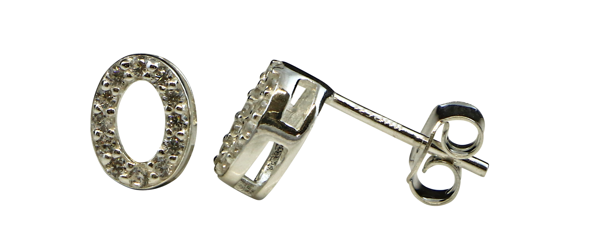 Image de Oval 8x6mm mit CZ Ohrstecker, Silber 925