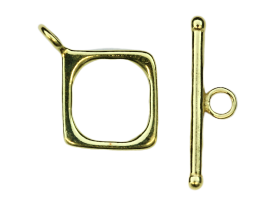 Immagine di Verschluss Toggle quadrat 10mm. Silber vergoldet. (5er Set)