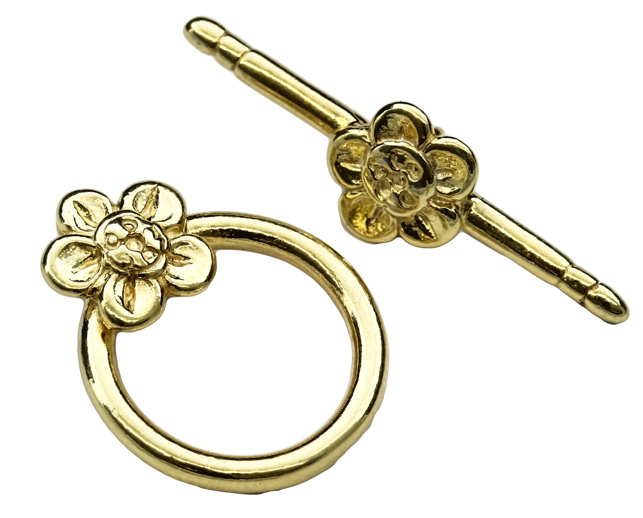 Immagine di Verschluss Toggle 15mm mit Blume, Silber vergoldet