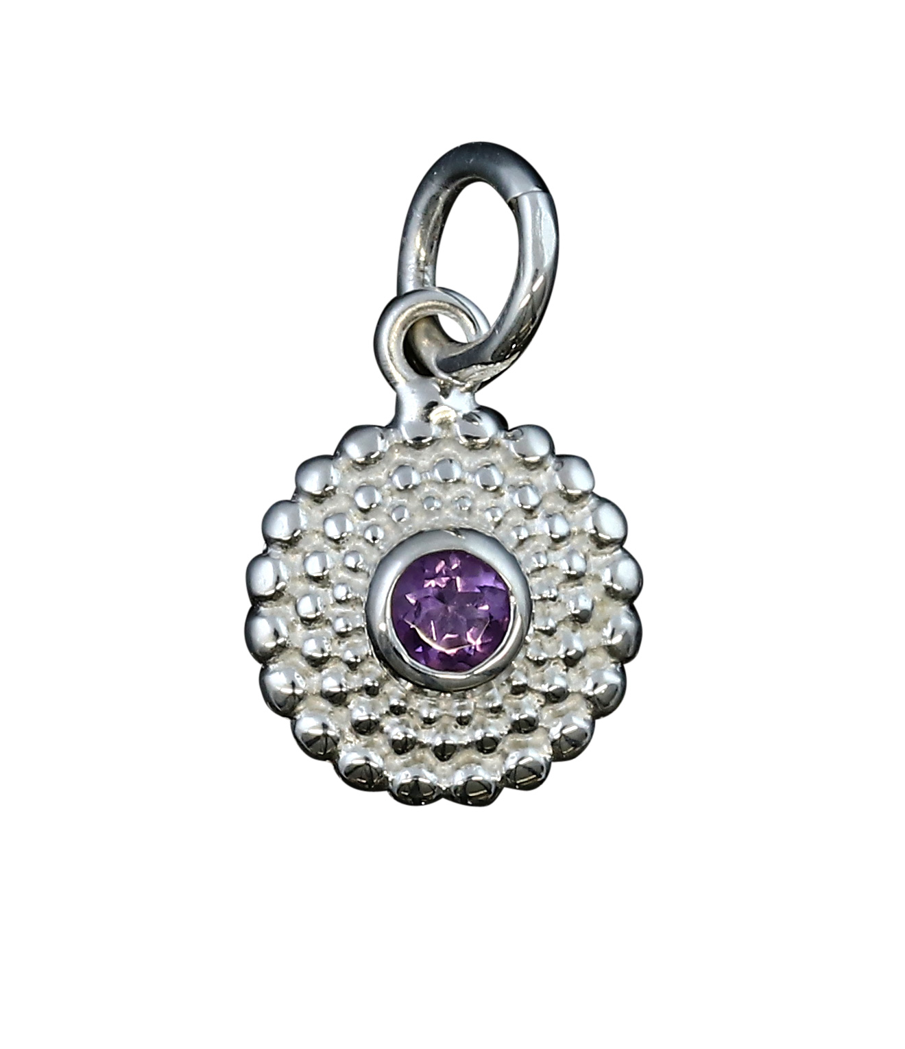 Bild von Amethyst Mandala 10mm Anhänger, Silber 925