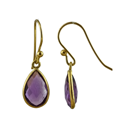Bild von Amethyst fac. Tropfen 9x12mm Ohrhänger, Silber vergoldet