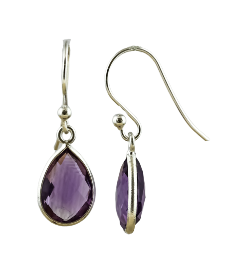 Bild von Amethyst fac. Tropfen 9x12mm Ohrhänger, Silber 925