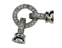 Immagine di Verschluss Pavé-Ring 14mm mit 2x Glocke, Silber rhodiniert