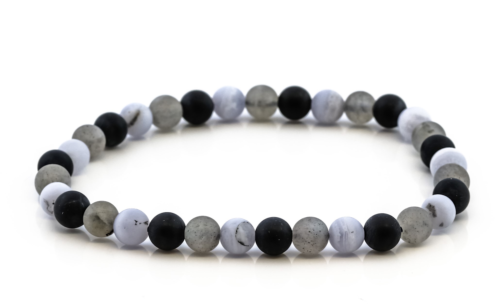 Bild von Onyx & Chalcedon & Labradorit Kugeln 6mm Armband matt