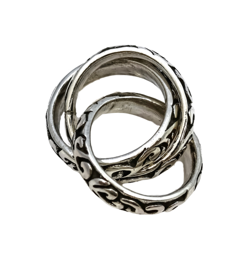 Bild von Extra "3-Ring" dunkel, ca. 19mm Anhänger, Silber