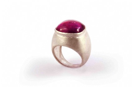 Bild von Amethyst Ring Cabochon Rechteck 17mm Silber 