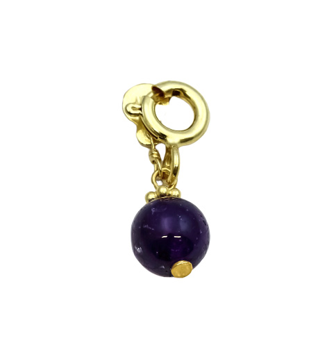 Bild von Amethyst Kugel 8mm mit FR Charm. Silber vergoldet