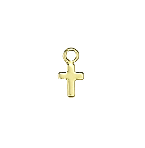 Bild von Kreuz 9x4.6mm mit Ring Charm, Silber vergoldet