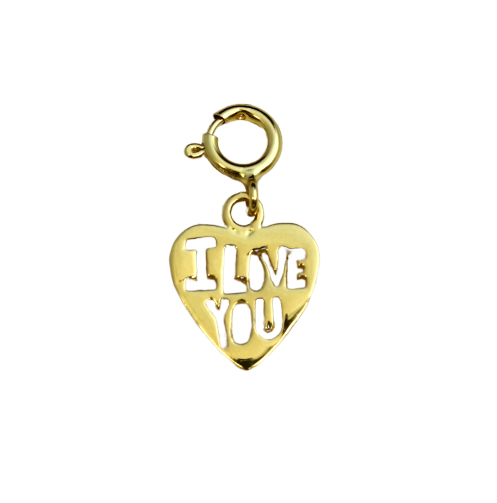 Bild von Charm Herz I love you 11x13mm mit Federring, Silber vergoldet