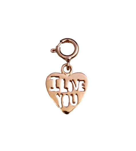 Bild von Charm Herz I love you 11x13mm mit Federring, Silber Rosévergoldet