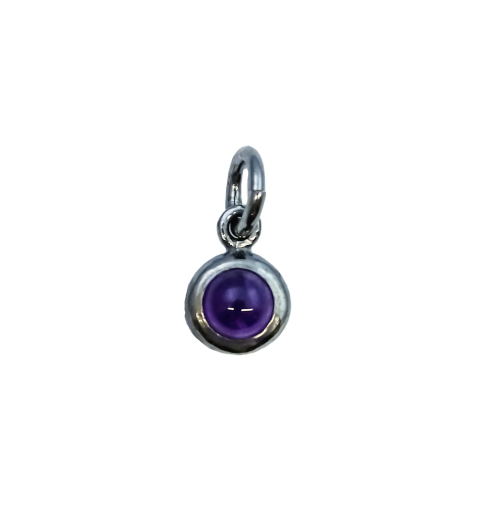 Image de Amethyst Silber Charm Cab. 7mm, Silber rhodiniert