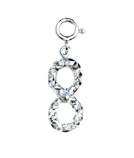 Image de Charm Infinity mit CZ 22x9mm mit Federring, Silber 925