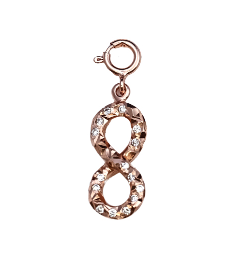 Immagine di Charm Infinity mit CZ 22x9mm mit Federring, Silber rosévergoldet