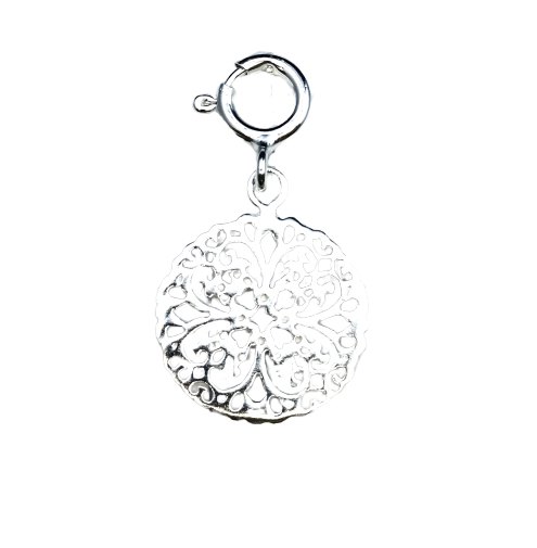 Immagine di Charm Flower ziseliert 13mm mit Federring, Silber 925