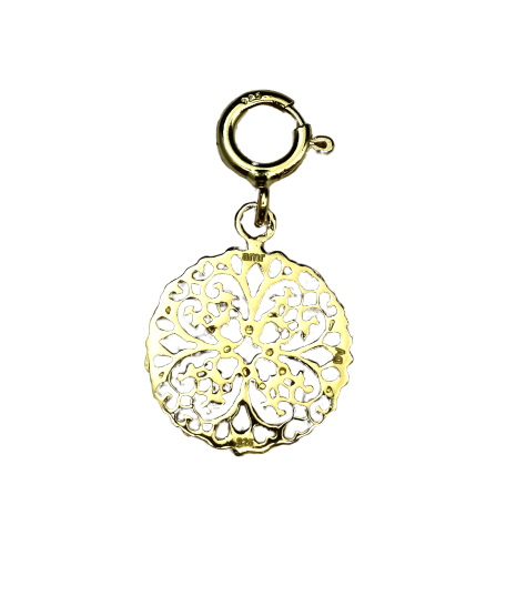 Immagine di Charm Flower ziseliert 13mm mit Federring, Silber vergoldet