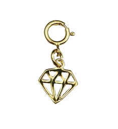 Image de Charm Diamant 9x10mm mit Federring, Silber vergoldet