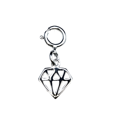 Bild von Charm Diamant 9x10mm mit Federring, Silber 925