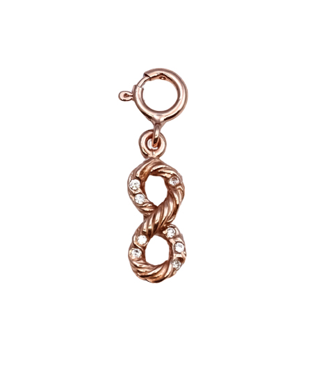 Image de Charm Infinity mit CZ 16x6mm mit Federring, Silber rosévergoldet