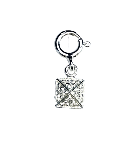 Bild von Charm Quadrat mit CZ 6mm mit Federring, Silber 925