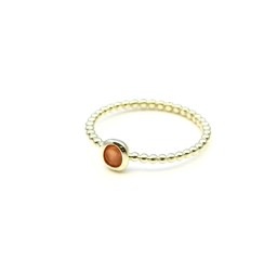 Bild von Mondstein peach Cab. 5mm "34 Beads" Ring, Silber vergoldet