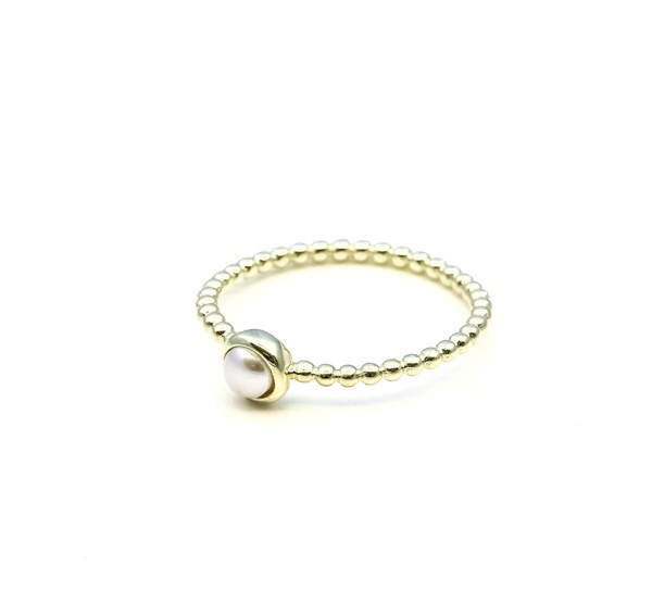 Immagine di Perlen Cab. 5mm "34 Beads" Ring, Silber vergoldet