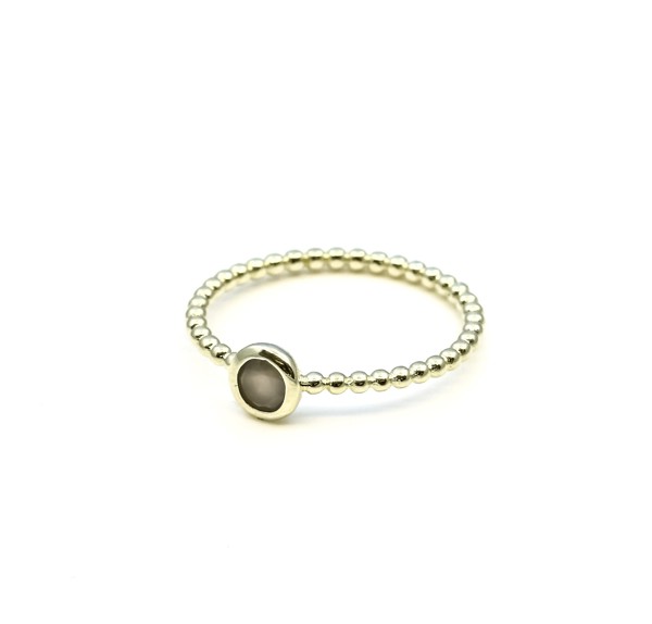 Immagine di Mondstein grau Cab. 5mm "34 Beads" Ring, Silber vergoldet