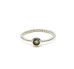Bild von Mondstein grau Cab. 5mm "34 Beads" Ring, Silber 925